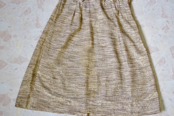 Vintage 40s 50s Dress, Metallic Gold Dress, 50s P… - image 6