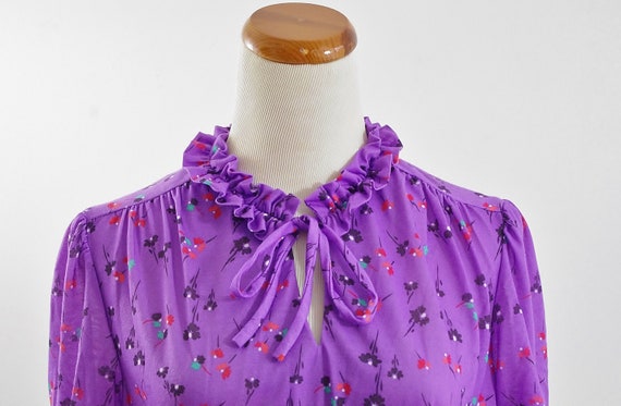 Vintage Boho Dress, Purple Short Sleeve, Knit Sum… - image 5