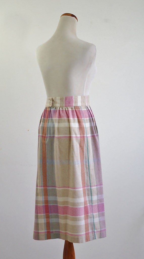 Vintage Pleated Skirt, Pastel Plaid 80s Skirt, 19… - image 7