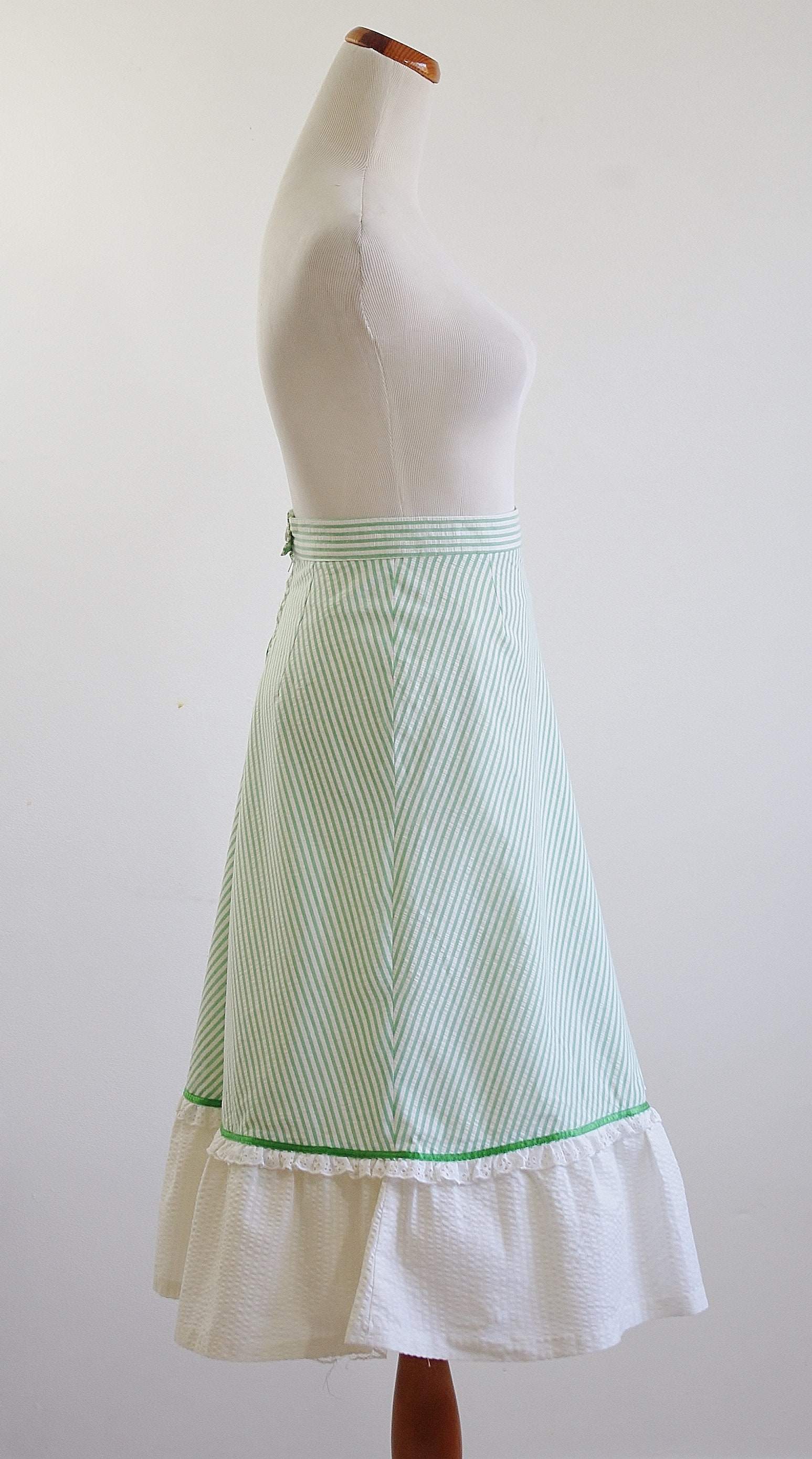 Seersucker Skirt With Ruched Waist