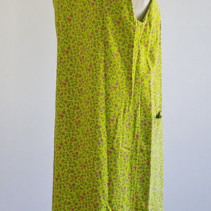 Vintage Liberty Print Dress, 60s Playdress, Floral Housedress, Lime Green Dress, Sleeveless Smock Dress, Zip Front Dress, Large image 8