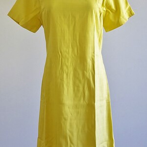 Vintage Yellow Shift Dress, 60s Dress, Mod Dress, Short Sleeve Dress, Medium Large image 3