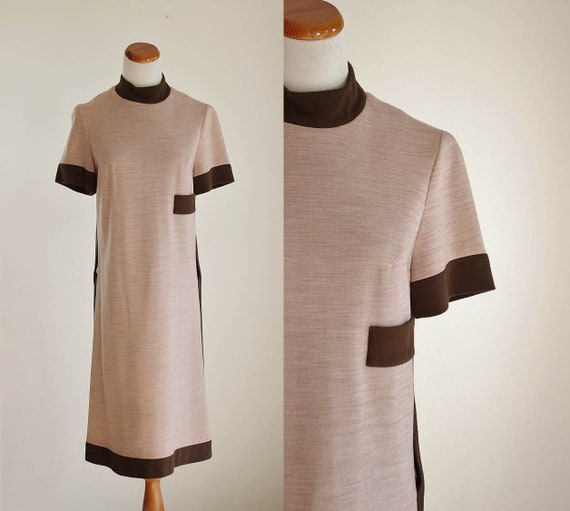 Vintage Womens Knit Dress, 60s Mod Dress, Short S… - image 1