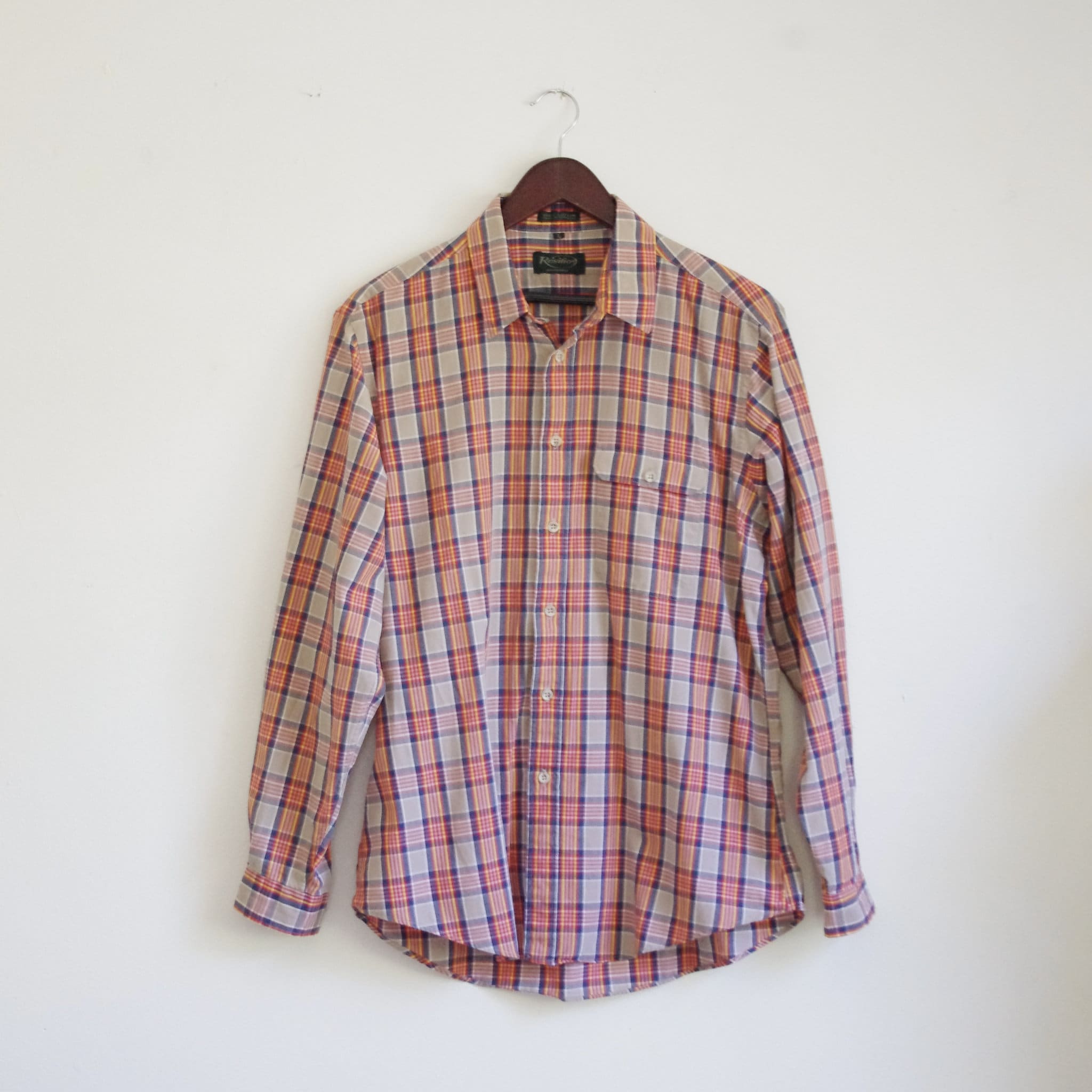 Vintage Mens Plaid Shirt 90s Plaid Shirt Cotton Shirt Long - Etsy