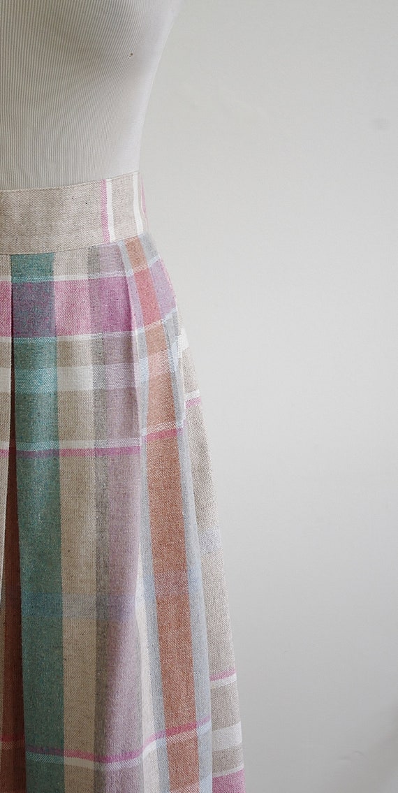 Vintage Pleated Skirt, Pastel Plaid 80s Skirt, 19… - image 4