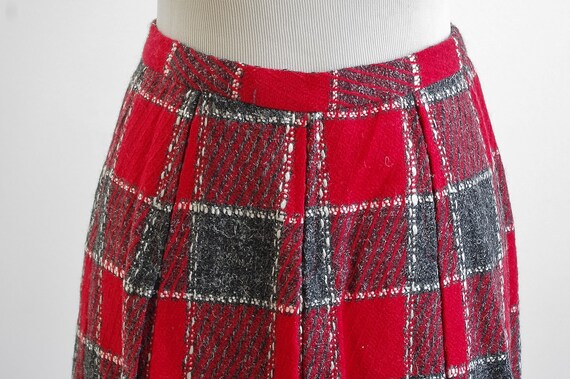 Vintage Plaid Skirt, 50s 60s Skirt, Red and Gray … - image 3