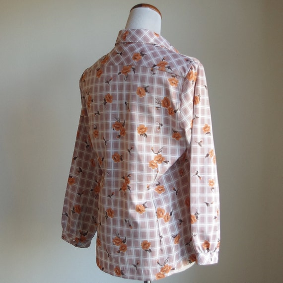 Vintage Collared Blouse, Button Down Shirt, Check… - image 5
