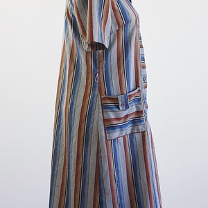 Vintage Shirtdress, Striped Dress, Collared House Dress, Short Sleeve Dress, Patch Pocket Dress, Medium image 7
