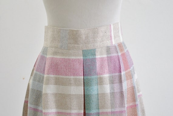 Vintage Pleated Skirt, Pastel Plaid 80s Skirt, 19… - image 3