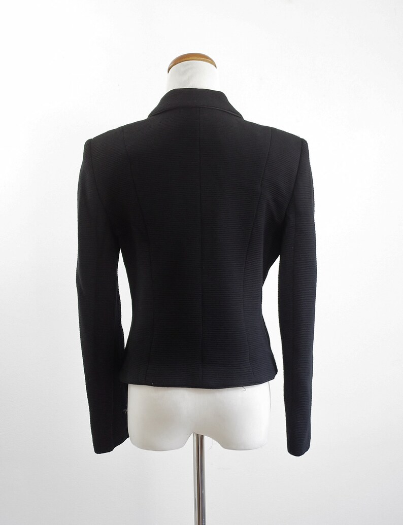 Vintage Oscar De La Renta Jacket, 80s Black Blazer, 1980s Jacket, Designer Vintage, Black Jacket, Cropped Blazer, Medium image 5