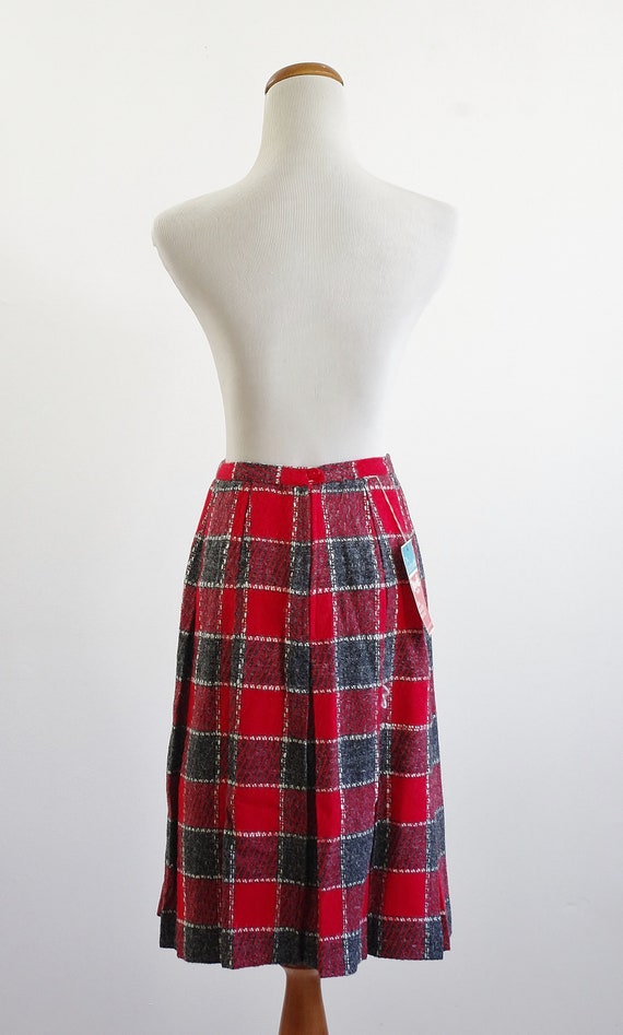 Vintage Plaid Skirt, 50s 60s Skirt, Red and Gray … - image 6