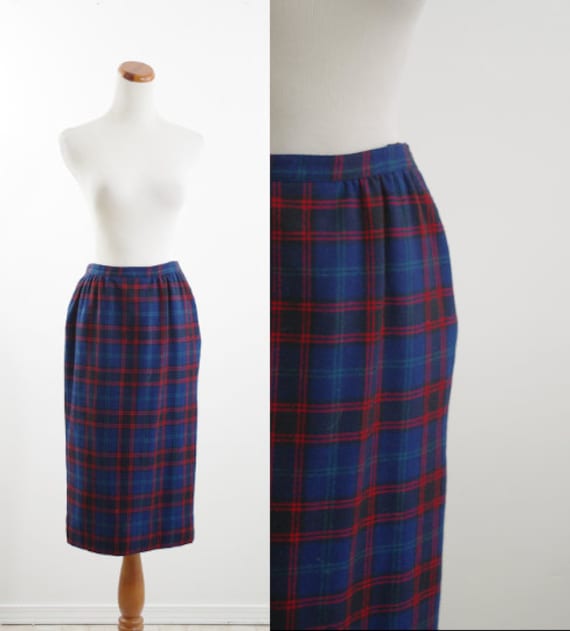 Vintage Womens Pendleton Wool Skirt, Navy Blue Pe… - image 1