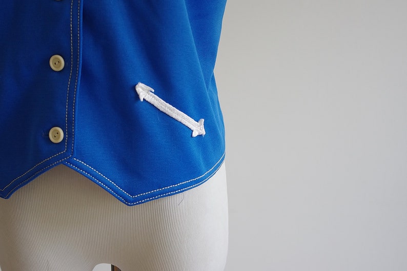 Vintage Vest, Blue Arrow Vest, Rockabilly Vest, 70s Knit, Preppy Vest, 1970s Clothing, Large XL image 3