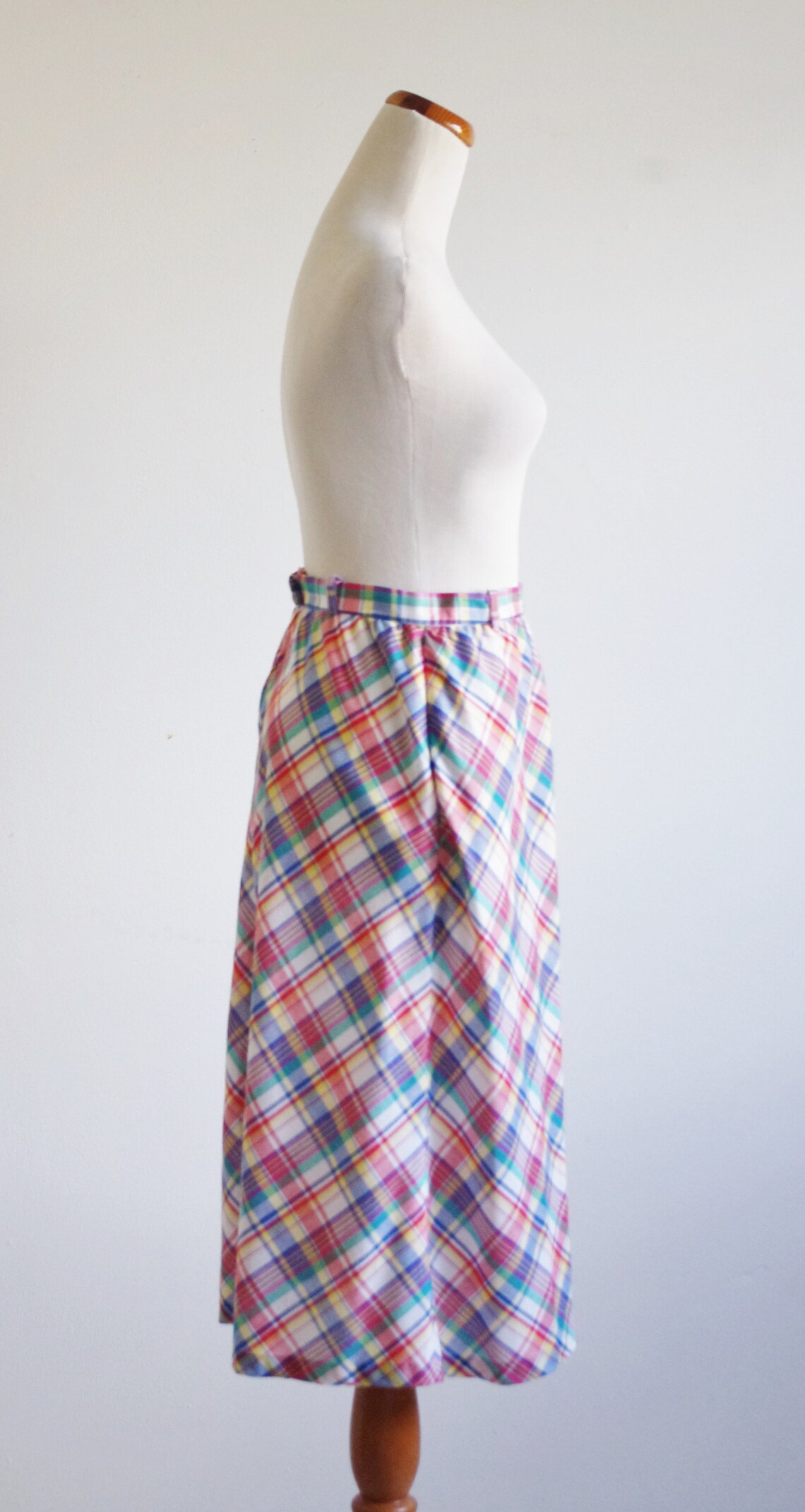 Vintage Madras Skirt, Womens Plaid Skirt, A Line Skirt, 70s 80s Skirt
