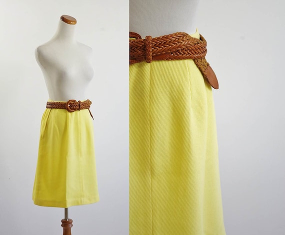 Vintage 60s Skirt, Yellow A Line Skirt, Mod Skirt… - image 1