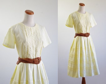 Vintage 60s Full Skirt Dress, Yellow Dress, Short Sleeve Dress, 1960s Dress, Spring Easter Dress, Cupcake Dress, Bust 38 Medium Large