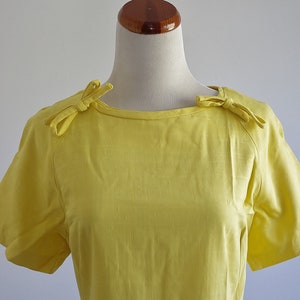 Vintage Yellow Shift Dress, 60s Dress, Mod Dress, Short Sleeve Dress, Medium Large image 4