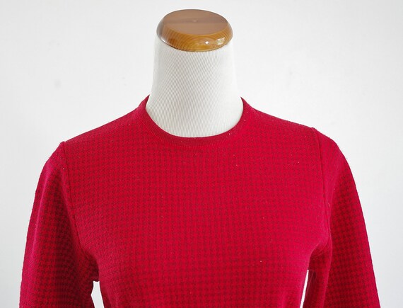 Vintage Womens Shift Dress, Red Houndstooth Dress… - image 3