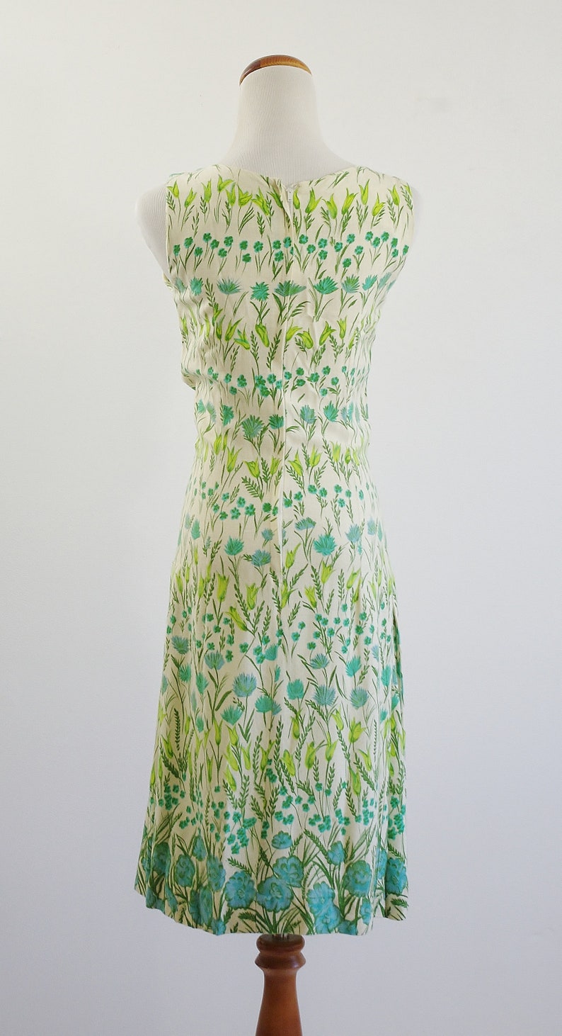 Vintage 60s Linen Dress, Spring Botanical Print Garden Dress, Cream ...