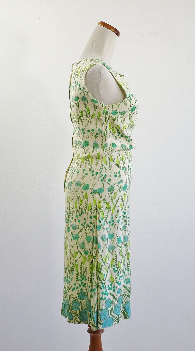 Vintage 60s Linen Dress Spring Botanical Print Garden Dress - Etsy