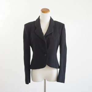 Vintage Oscar De La Renta Jacket, 80s Black Blazer, 1980s Jacket, Designer Vintage, Black Jacket, Cropped Blazer, Medium image 1