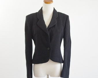 Vintage Oscar De La Renta Jacket, 80s Black Blazer, 1980s Jacket, Designer Vintage, Black Jacket, Cropped Blazer, Medium