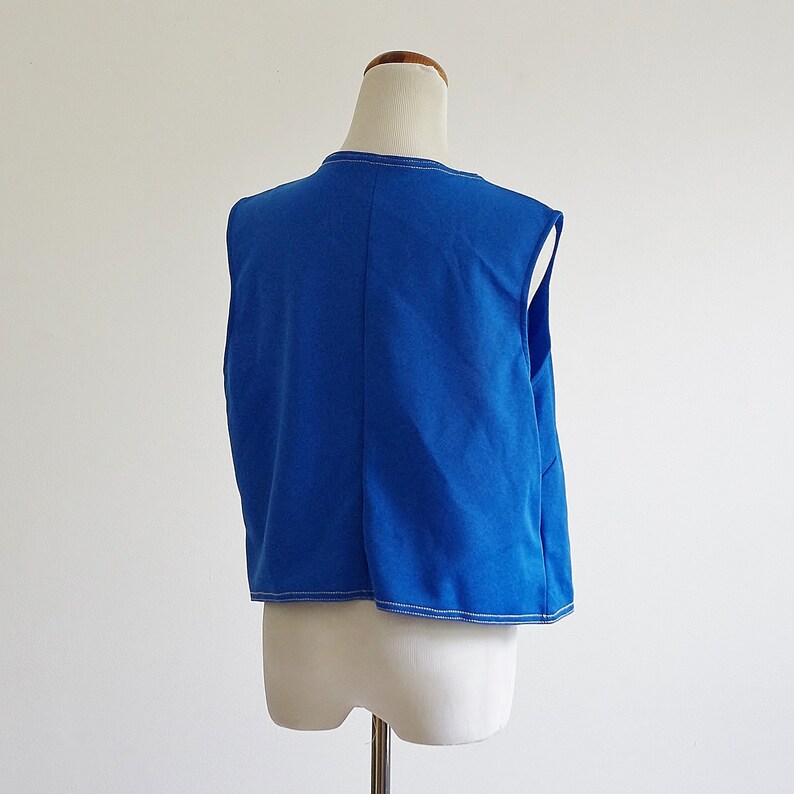 Vintage Vest, Blue Arrow Vest, Rockabilly Vest, 70s Knit, Preppy Vest, 1970s Clothing, Large XL image 4