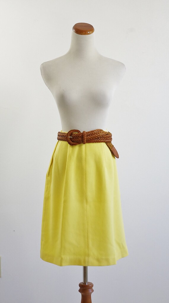 Vintage 60s Skirt, Yellow A Line Skirt, Mod Skirt… - image 2