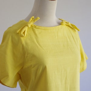 Vintage Yellow Shift Dress, 60s Dress, Mod Dress, Short Sleeve Dress, Medium Large image 6