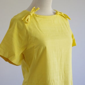 Vintage Yellow Shift Dress, 60s Dress, Mod Dress, Short Sleeve Dress, Medium Large image 8