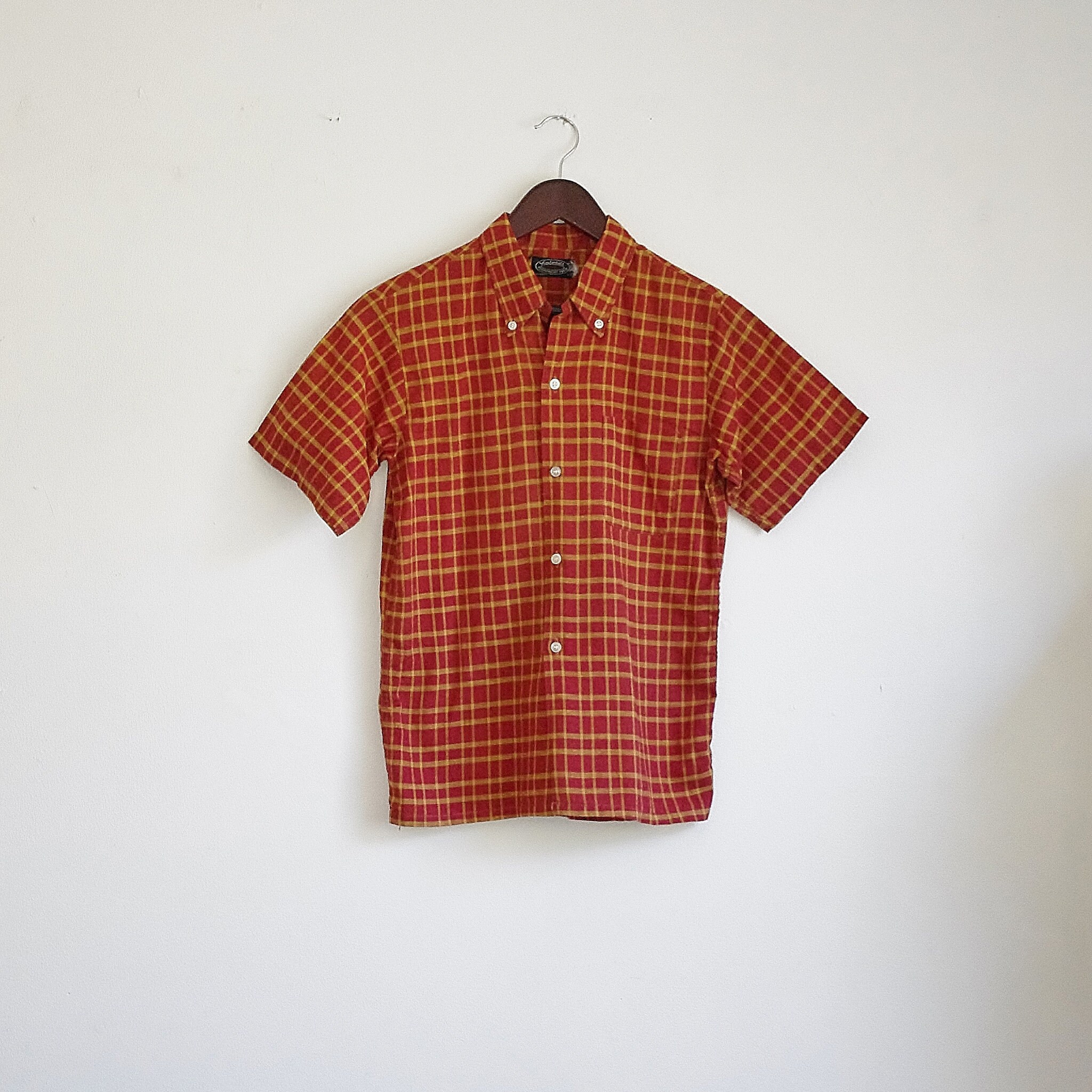 Men's yellow and red plaid shirt Clearance