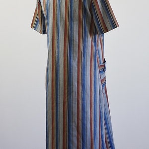 Vintage Shirtdress, Striped Dress, Collared House Dress, Short Sleeve Dress, Patch Pocket Dress, Medium image 8