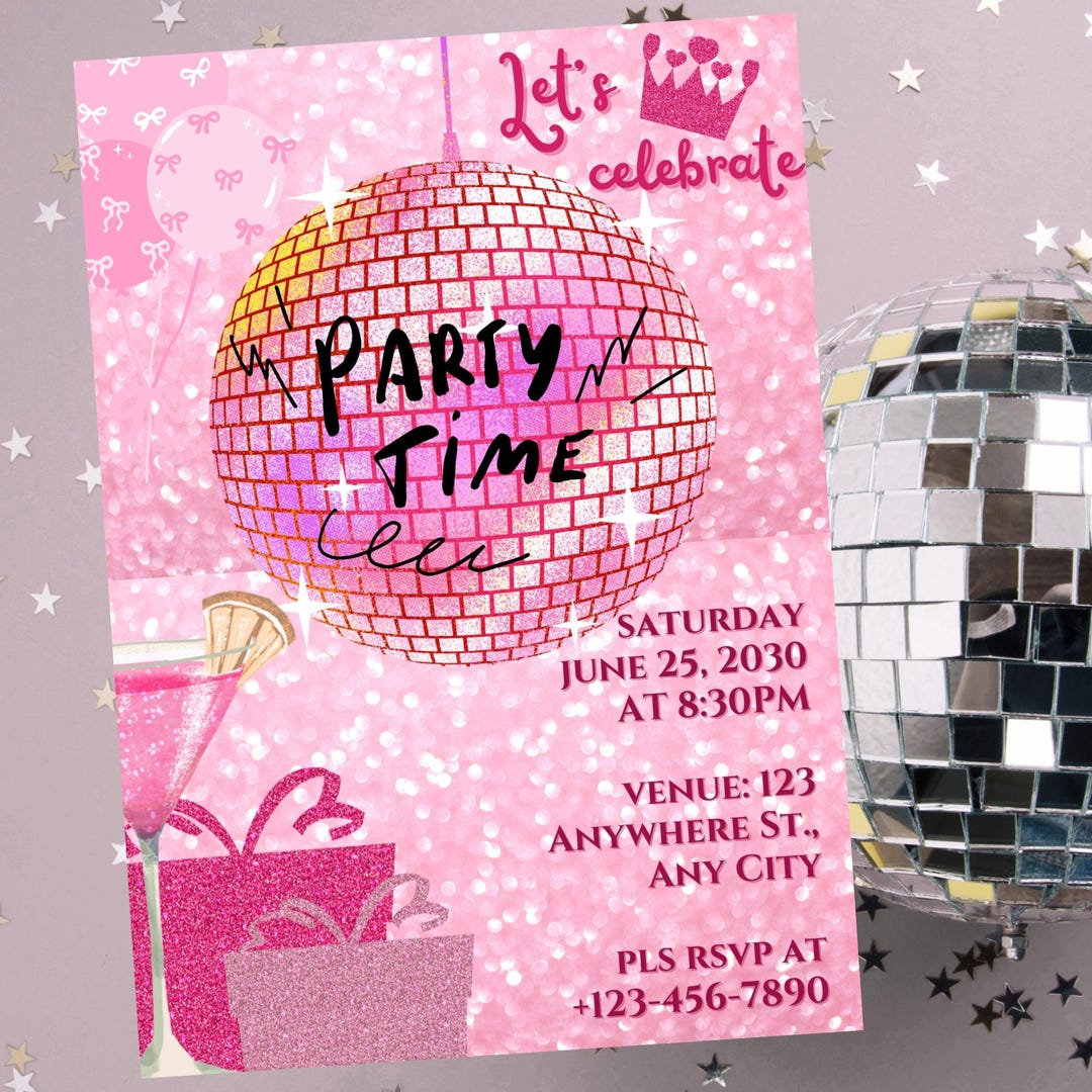 Pink Invitation Template: Editable Party Invite (digital Download) - Etsy