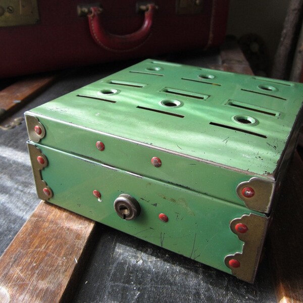 Vintage Metal Bank TUDOR Home Budget Bank Box