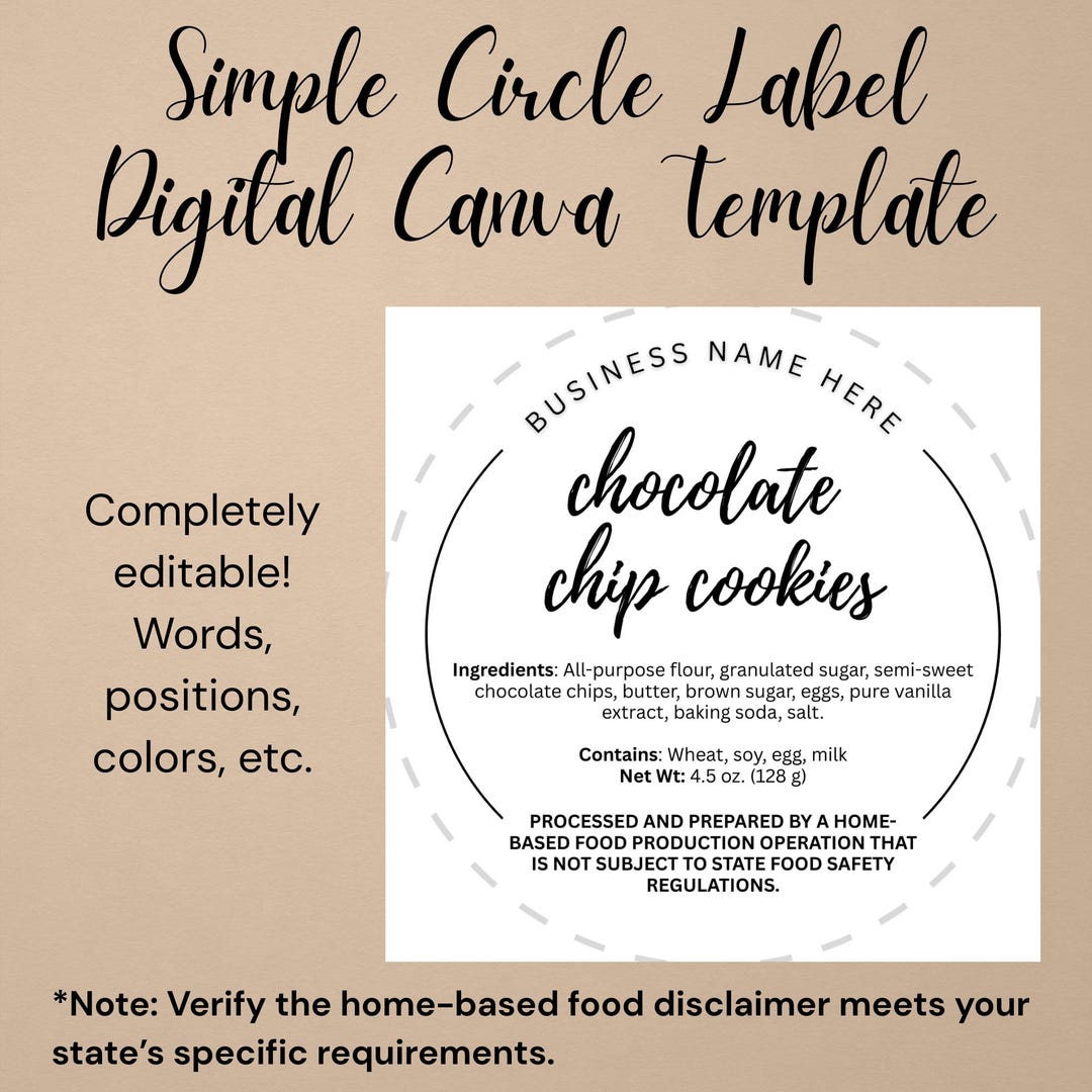 Simple Circle Label - Digital Canva Template | 3 Sizes Included: 2"x2 ...