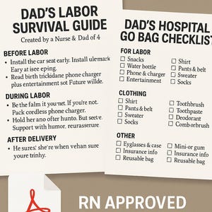 Liste de contrôle de la sacoche pour papa de l'hôpital + guide de survie | Créé par une infirmière et un père de 4 enfants