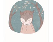 Mittlere Kunstdruck für Jungs-Stübchen - tragen im Wald mit Bäumen-Schiefer grün hintergrund