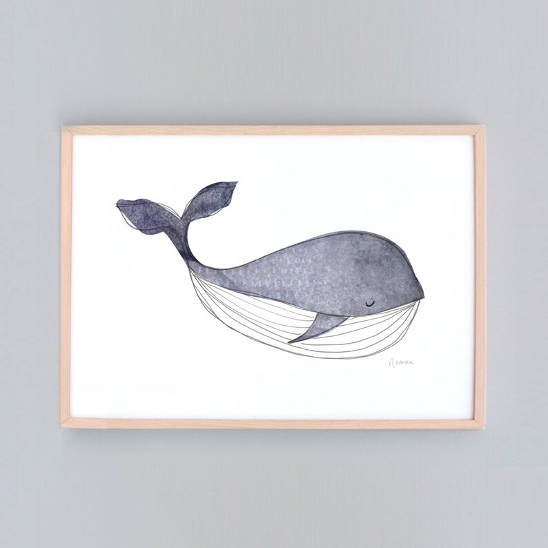 Small Whale Nursery Baby Wall Art Prints Nautical Decor Shower