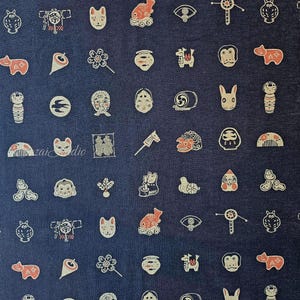 Japanese fabric - Takumi series, Traditional Wagara, Navy - 100% Cotton Sheeting, by half yard