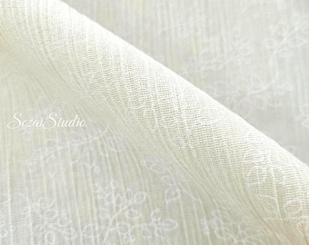 Light Yellow Takashima Chijimi Fabric: Japanese Cotton Seersucker Print, by the yard