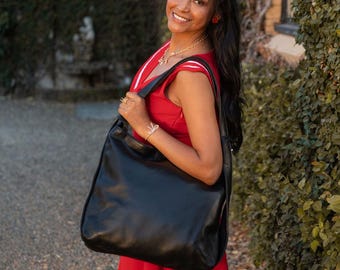 Italian Leather Convertible Backpack Tote: Handmade Black Laptop Bag