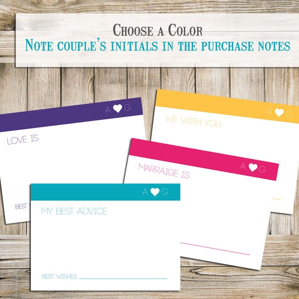 Wedding Advice Cards -- Bridal Shower or Wedding DIY Printable