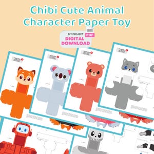 Adorable juguete de papel de animal chibi: manualidad infantil divertida y fácil, imprimible