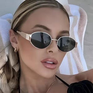 Sunglasses, Retro Steampunk Sun Protection, Vintage, Oval Metal for Women, Classic, UV400, New Collection.