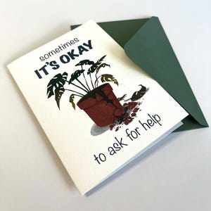 Tarjeta de felicitación "Planta triste en maceta" - "Mejórate pronto" de Tina Ritchie