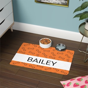 Personalized Pet Food Mat, Custom Dog Placemat, Cat Feeding Mat, Puppy Food Tray, Animal Lover Gift