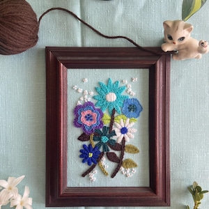 Vintage-inspirierte Crewel Stickerei PDF Digitales Muster | Frühlingsblumen | Frühlingsstrauß | 70er Jahre Stil Stickerei