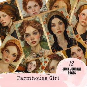 Demi-papiers pour journal indésirable pour fille de ferme, Pages de téléchargement numérique pour découpage fantaisiste, fabrication de cartes rustique, album de coupures, médias mixtes à imprimer