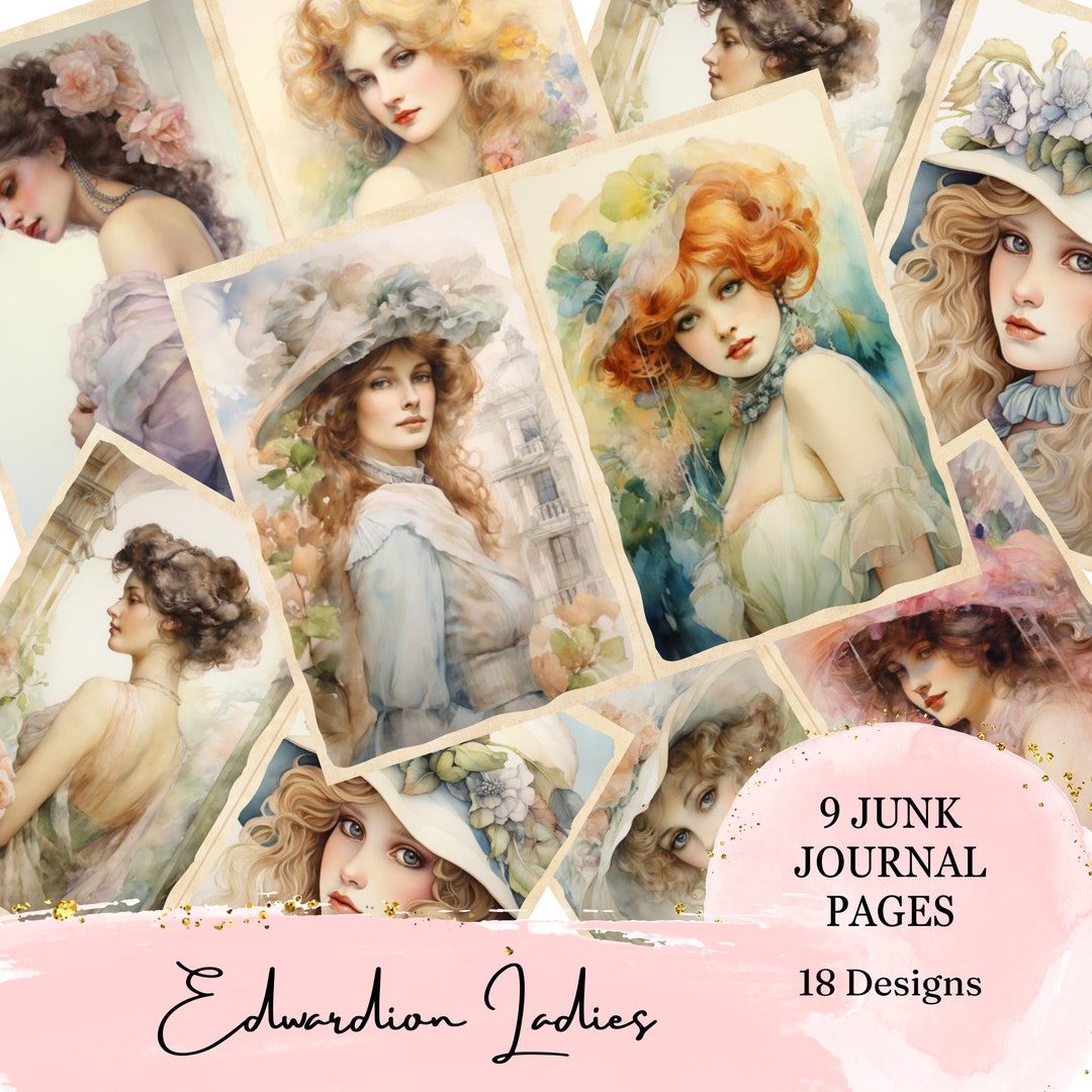 Edwardian Ladies Junk Journal Kit / Victorian Women Half Paper Supplies ...