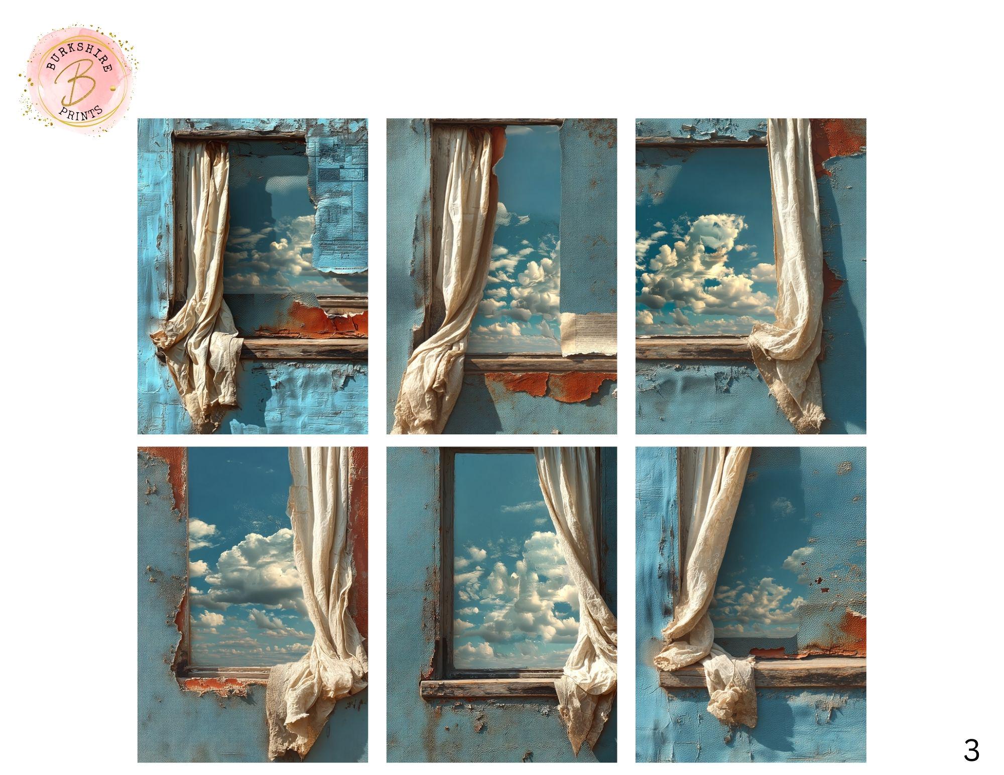 Abstract Collage Window Vintage Window Sky View Collage, Junk Journal Ephemera (digital ...